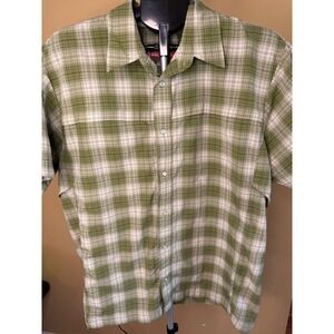 TRU-SPEC 24-7 Mens Tactical Shirt Large Green Plaid Short Sleeve Vented Back